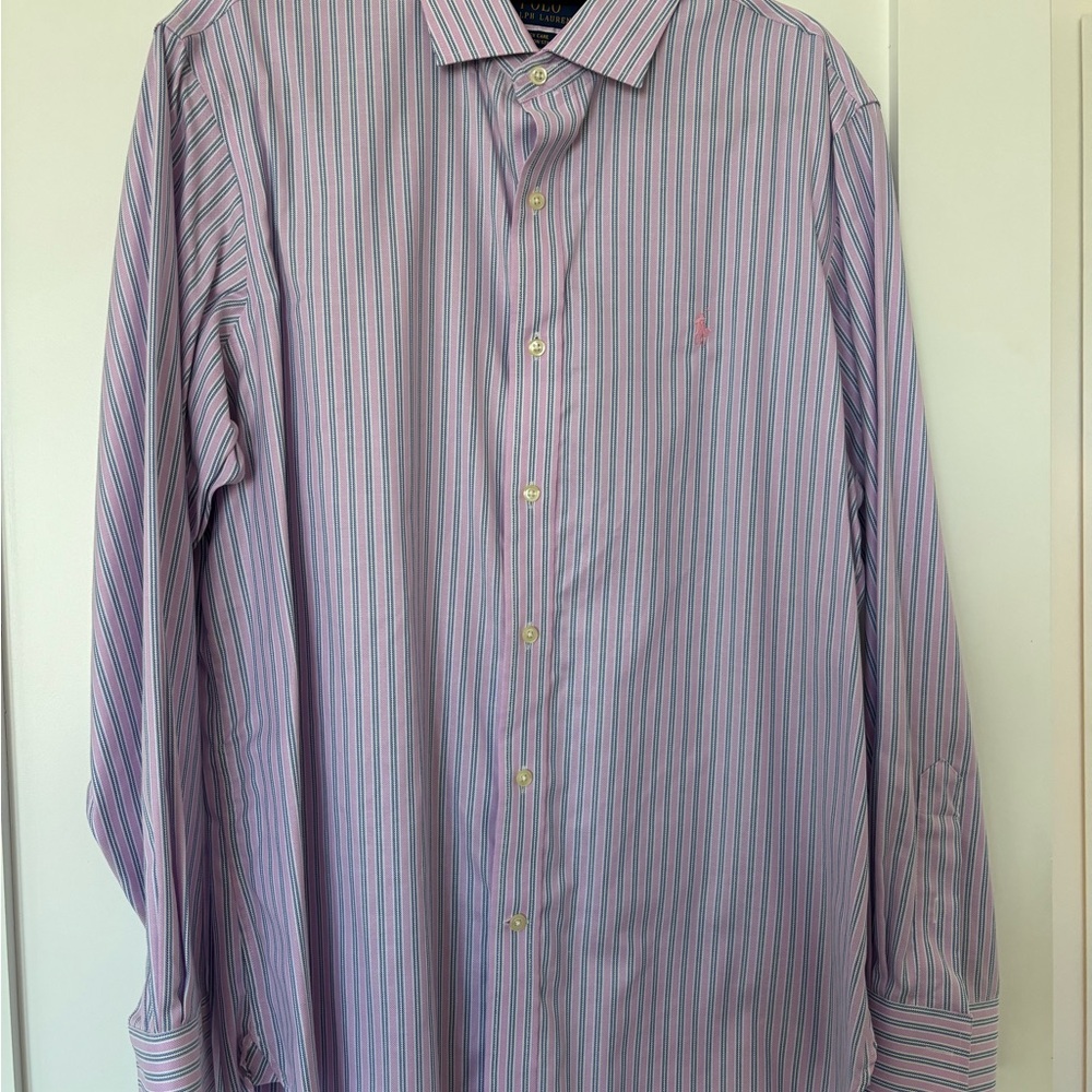 Ralph Lauren Classic Men's Dress Shirt - Pink and Blue Stripes